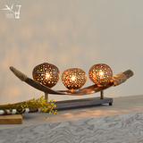境泉 东南亚椰壳装饰台灯 艺术创意个性客厅电视柜桌灯卧室床头灯