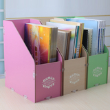 办公桌面文件收纳整理盒木质创意学生书本收纳架 单列韩版资料夹