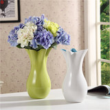 陶瓷白绿花瓶摆件家居装饰品创意花器花插简约时尚客厅办公桌摆设