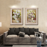 现代装饰画有框画欧式客厅挂画玄关卧室墙画美式淡雅花卉绣球花瓶