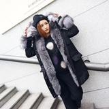 曼蒂丽娅2015冬季新款韩版外套超大银狐狸毛带帽长款皮草羽绒服女