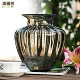 阑珊树-典雅巴洛克风格大浮雕玻璃花瓶 欧式复古手工花器装饰摆件