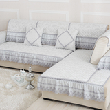 欧式四季布艺沙发垫纯色时尚防滑皮沙发坐垫子蕾丝沙发巾套罩坐垫