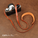 cam-in 真皮单反数码照相机背带 微单摄影肩带牛皮黄棕色cam2773