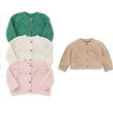 现货 英国NEXT代购童装婴儿女宝宝粗线纯棉开衫毛衣针织衫 三色选