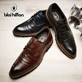 布莱希尔顿 秋新款正装皮鞋男英伦男士羊皮商务鞋尖头厚底男皮鞋