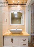 简约现代欧式浴室柜大理石台面橡木浴室柜挂墙式台上盆洗脸盆洗手