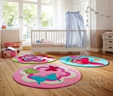 时尚卡通儿童房圆形地毯粉色房间卧室地毯书房摇篮手工地毯定制