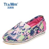 Tt&Mm/汤姆斯女鞋2016夏季迷彩涂鸦布鞋一脚蹬韩版平底懒人帆布鞋