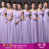 晚礼服长款2016新款紫色大码伴娘服姐妹聚会裙雪纺伴娘团服显瘦女