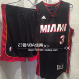 正品 NBA 迈阿密热火队3号韦德 男女篮球服套装SW球衣 新版球迷黑