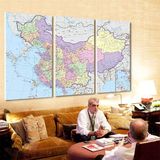 中国地图挂图办公室 装饰画超大创意无框画 客厅书房背景墙画挂画