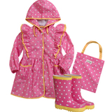 高档女童雨衣韩版波点儿童雨衣PVC雨披连体雨衣3-4-5-6-7-8岁女孩