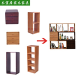 橡木置物架落地书架实木组合书架 电视柜格子柜客厅实木格子