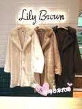 5折！炖炖日被代购LilyBrown复古粗竖条纹毛绒大衣外套LWFC155017