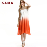 KAMA 卡玛 夏季款潮女装 时尚休闲渐变染色吊带连衣裙 7214170