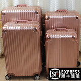 旅行箱万向轮 玫瑰金拉杆箱 金属行李箱男铝框女铝合金登机托运箱