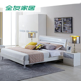 预全友家私 时尚卧室木质床板式床双人床1.5米1.8米现代床 107021
