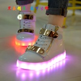 发光男女鞋USB充电七彩灯led灯光鞋高帮夜光鞋休闲情侣学生鞋子