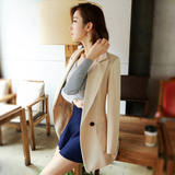 金兰妃2016秋季新款韩版女装外套修身长袖通勤纯色中长款小西装