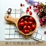 日韩式整木碗大泡菜碗长柄大碗带牛皮绳便携刮饭碗木质餐具饭碗