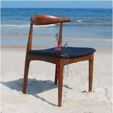 餐椅水曲柳牛角椅实木肯尼明迪椅简约时尚餐椅 实木牛角椅西餐厅
