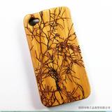 苹果iPhone4s木壳手机壳 4代环保竹木雕刻保护套大树竹木质手机壳