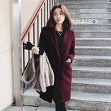 秋冬新款修身呢子大衣2015韩版中长款显瘦西装西服女士羊毛呢外套