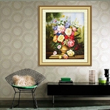 蒙娜丽莎牡丹花瓶油画3d十字绣新款客厅贴钻石画花卉富丽典雅玫瑰