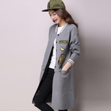 2016春季新款女装韩版中长款宽松大码长袖针织衫开衫毛衣披肩外套