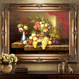 酒柜客厅餐厅装饰画有框欧式静物水果高档纯手绘油画壁画挂画美式