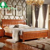 实木床原木床1.5m米1.8m米橡木单双人婚床现代中式木质木头木制床