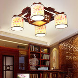 中式吸顶灯正方形实木卧室灯 仿古大气客厅灯卧室餐厅古典陶瓷灯