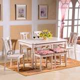地中海餐桌实木餐椅烤漆餐桌象牙白色小户型韩式餐桌欧式田园乡村