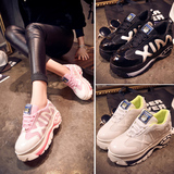 春季新款韩版休闲运动鞋韩国坡跟厚底高跟增高鞋松糕女潮鞋汽车鞋