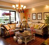 新古典美式法式实木布艺沙发客厅三人组合真皮沙发定制家具地中海