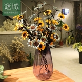 欧式PE仿真花向日葵美式田园客厅餐桌家居装饰假花摆件 8枝包邮
