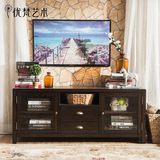 优梵艺术 卡隆美式小户型客厅电视柜玄关柜实木 全套家具系列