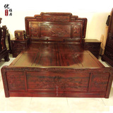 红木家具南美红酸枝木箱体大床实木雕花床1.8米双人床储物红木床