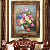 手工油画纯手绘牡丹花开富贵欧式风景花卉客厅玄关沙发有框装饰画