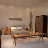 新中式禅意水曲柳免漆实木床简约现代时尚大床双人床卧室家具定制
