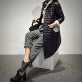 2015新款韩版时尚貂毛领中长款轻便羽绒服女修身显瘦超轻薄超薄款
