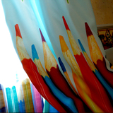 杭家蓝色现代时尚卡通儿童房男孩卧室窗帘遮光布落地成品彩虹铅笔