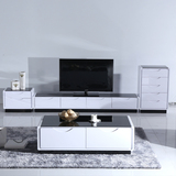 现代简约电视柜 黑白烤漆小户型电视机柜组合时尚钢化玻璃影视柜