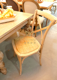现货~出口欧洲Loft风格橡木实木交叉背席垫餐椅休闲椅-彩色2尺寸