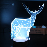 生日礼物立体彩色效果麋鹿LED灯创意遥控3D小夜灯亚克力3D台灯