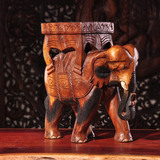 泰国工艺品实木大象换鞋凳风水招财实木摆件木雕大象凳子复古装饰