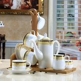 15头配木架 欧式咖啡具套装 陶瓷结婚礼品 英式下午茶具杯碟套装