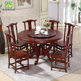 包邮进口橡木圆桌带转盘双层实木大餐桌饭桌1.3米1.5米餐桌椅组合