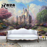 电视背景墙壁画3d立体欧式无缝墙布梦幻城堡客厅墙纸壁纸风景油画